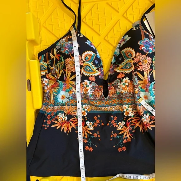 Kenneth Cole Tahiti Floral Halter Padded Tankini Top Size XL NWT - Picture 12 of 14